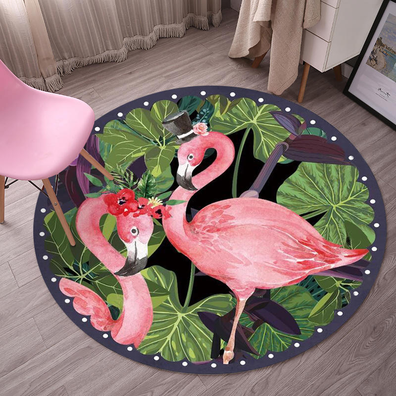 BowLift | Tropical Flamingo Rug Multicolor Synthetic Rug Washable Non-Slip Backing Pet Friendly Rug for Living Room
