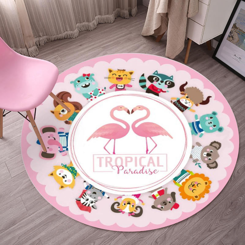 BowLift | Tropical Flamingo Rug Multicolor Synthetic Rug Washable Non-Slip Backing Pet Friendly Rug for Living Room