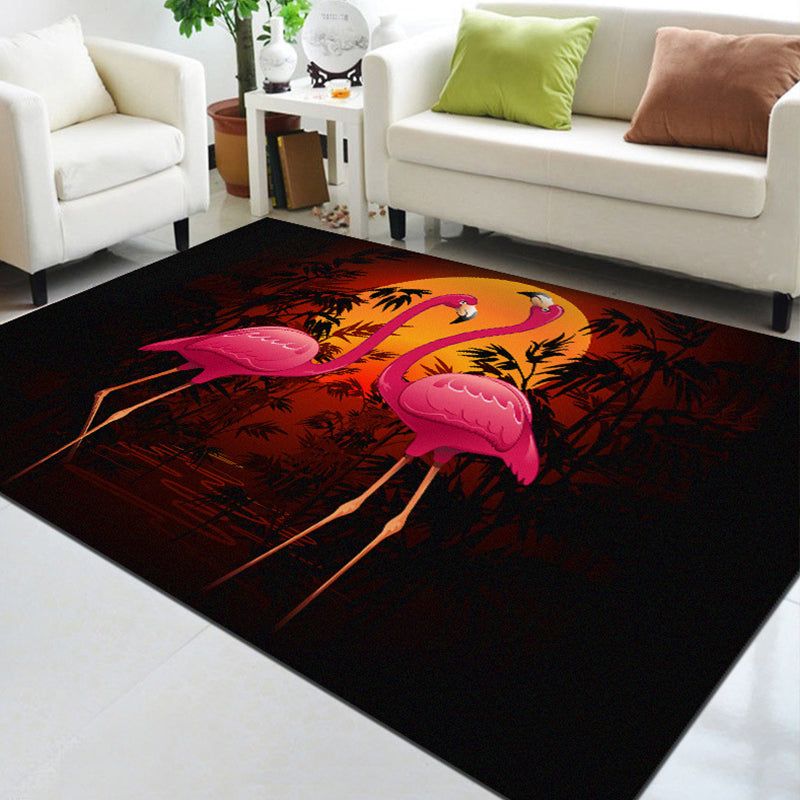 BowLift | Classic Tropix Indoor Rug Colorful Flamingo Rug Non-slip Back Stain-resistant Machine washable Rug for the Living Room