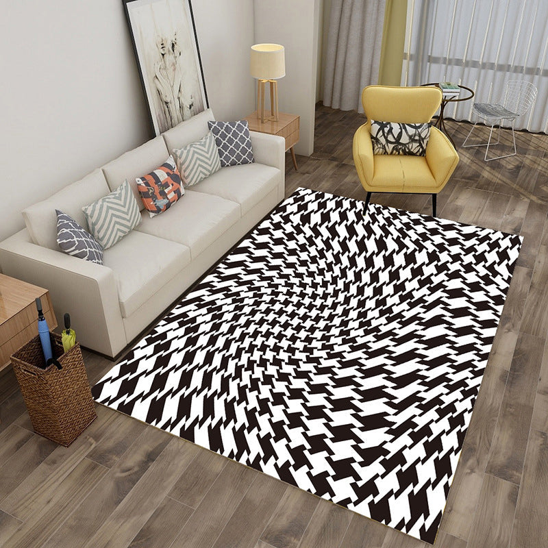 BowLift | Enchanting Multicolor Novelty Carpet Synthetic Twist Checker 3D Illusion Rug Machine Washable Pet Friendly Non-Slip Rug for Room