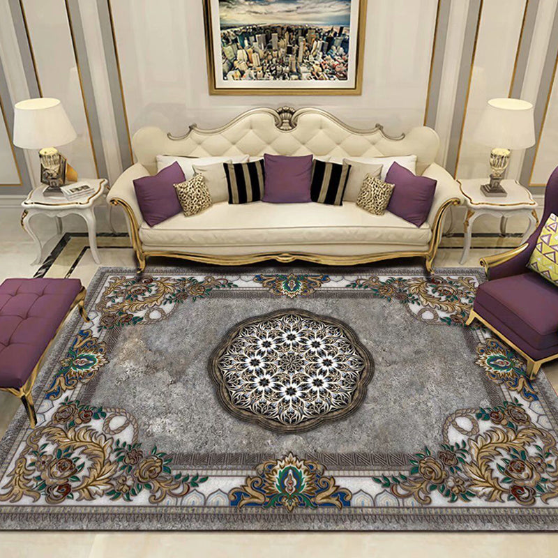 BowLift | Peony Patterned Rug Multicolor Rug Stain Resistant Non-Slip Back Machine Washable Rug for Living Room