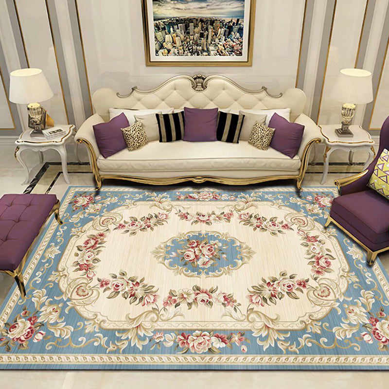 BowLift | Peony Patterned Rug Multicolor Rug Stain Resistant Non-Slip Back Machine Washable Rug for Living Room