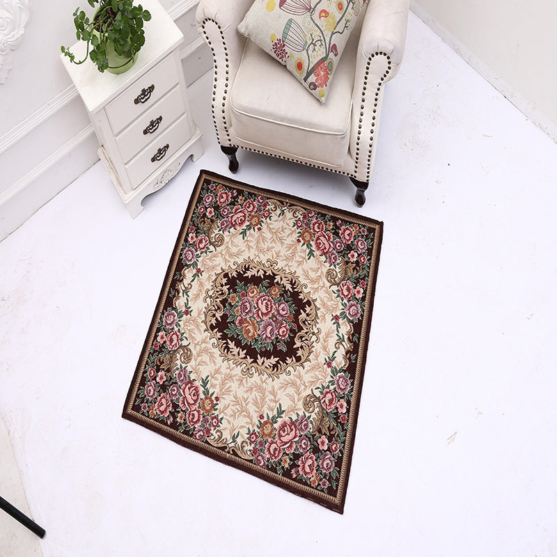 BowLift | Victorian Style Foyer Carpet Multicolored Floral Pattern Carpet Polypropylene Pet Friendly Non-Slip Back Washable Carpet