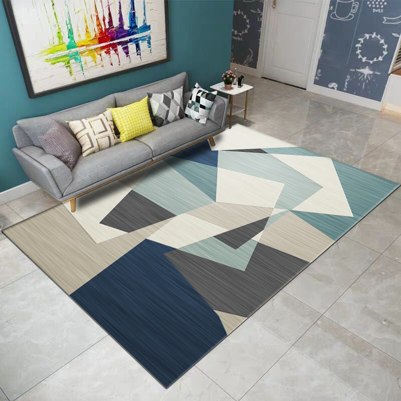 BowLift | Beautiful Nordic Style Carpet Multicolor Geometric Color Block Carpet Machine Washable Stain Resistant Non-Slip Carpet for Large Room