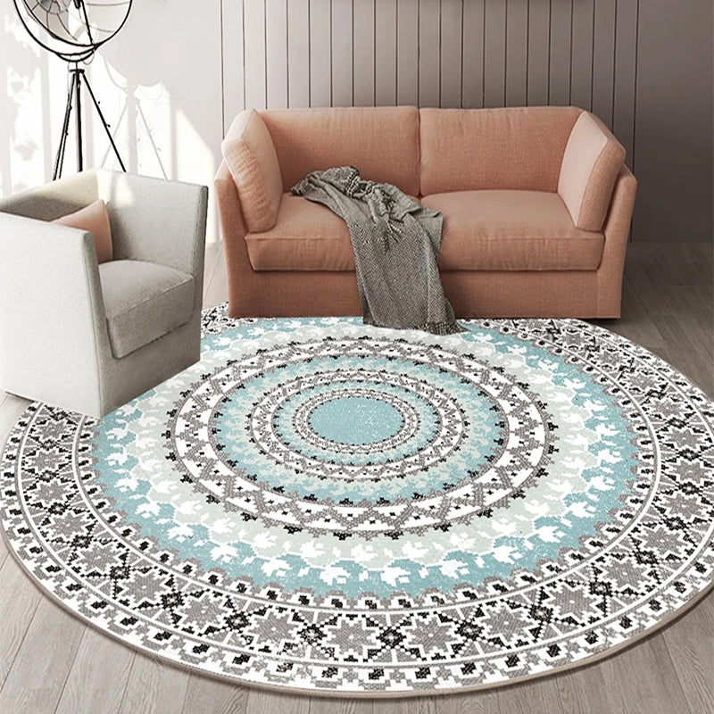 BowLift | Stylish Mandala Print Rug Multicolored Moroccan Rug Polypropylene Stain Resistant Pet Friendly Non-Slip Backing Rug for Home