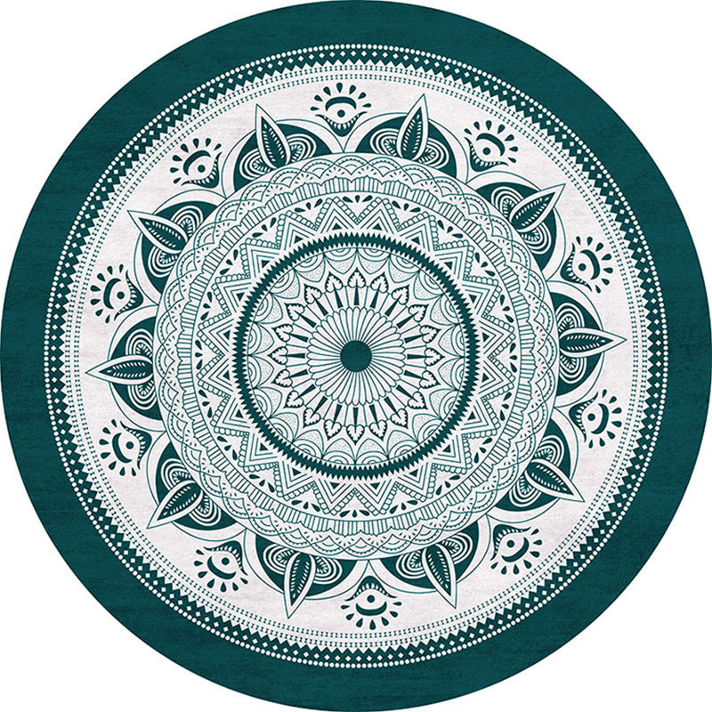 BowLift | Stylish Mandala Print Rug Multicolored Moroccan Rug Polypropylene Stain Resistant Pet Friendly Non-Slip Backing Rug for Home