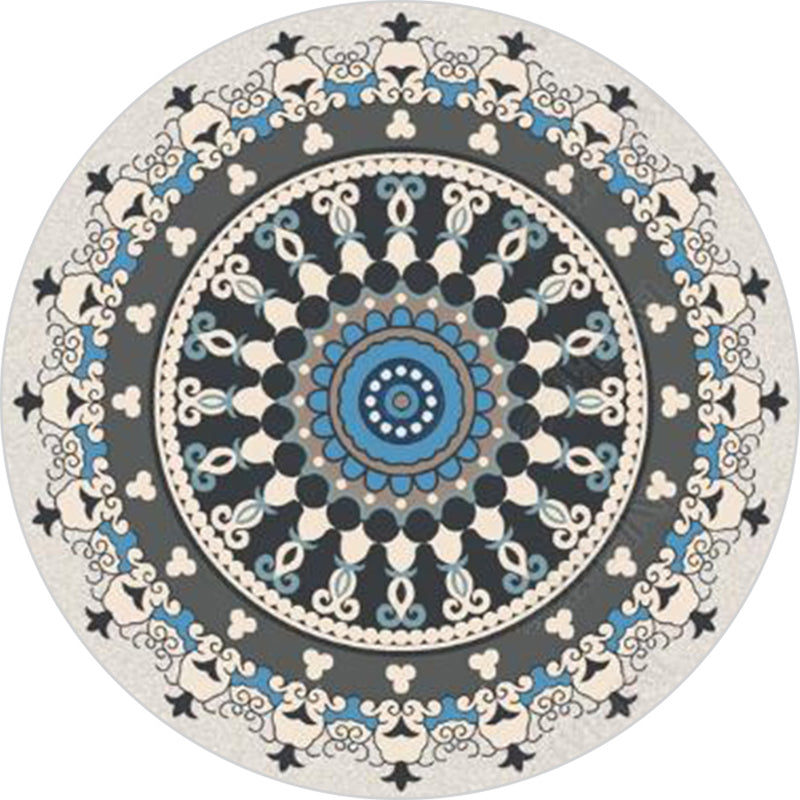 BowLift | Stylish Mandala Print Rug Multicolored Moroccan Rug Polypropylene Stain Resistant Pet Friendly Non-Slip Backing Rug for Home