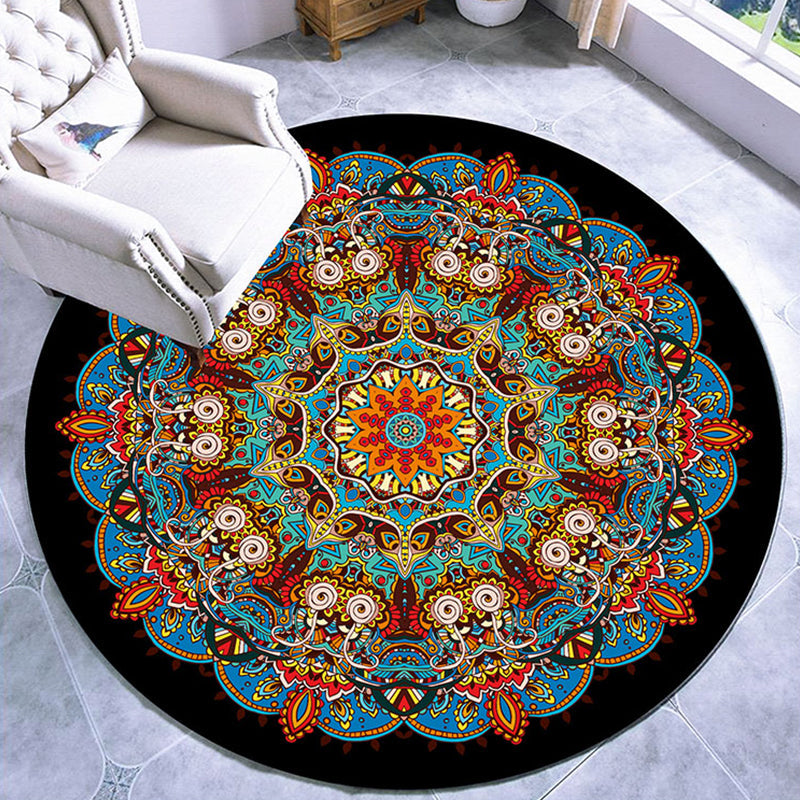 BowLift | Stylish multicolored paisley print rug polypropylene Moroccan rug machine washable non-slip stain-resistant rug for lounge
