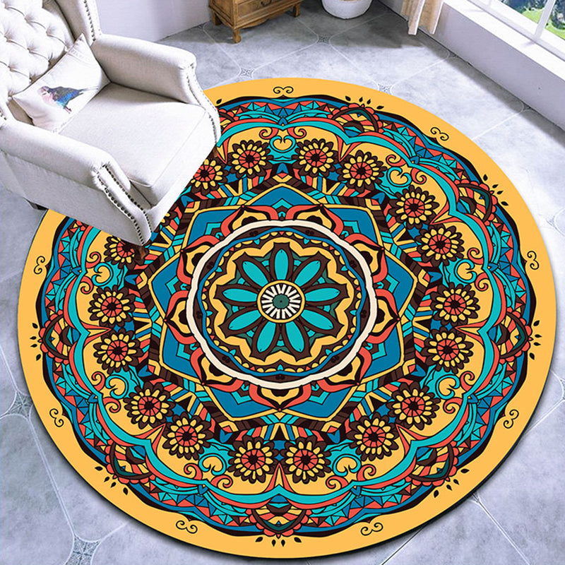 BowLift | Stylish multicolored paisley print rug polypropylene Moroccan rug machine washable non-slip stain-resistant rug for lounge