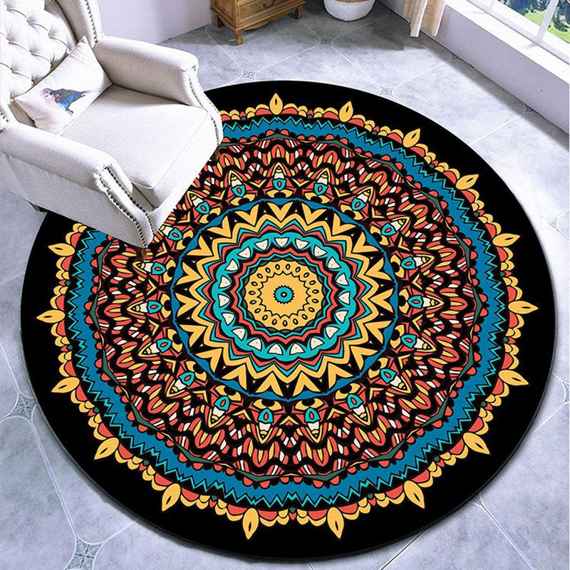 BowLift | Stylish multicolored paisley print rug polypropylene Moroccan rug machine washable non-slip stain-resistant rug for lounge