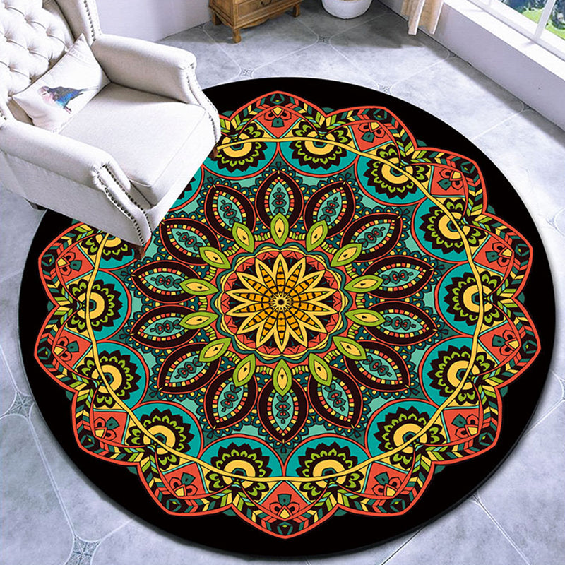 BowLift | Stylish multicolored paisley print rug polypropylene Moroccan rug machine washable non-slip stain-resistant rug for lounge