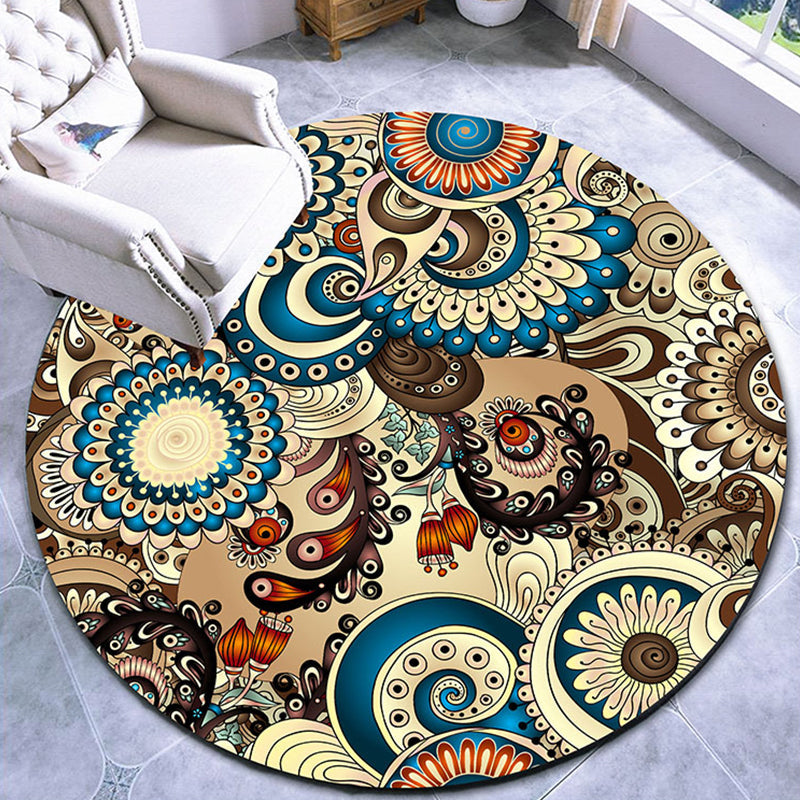 BowLift | Stylish multicolored paisley print rug polypropylene Moroccan rug machine washable non-slip stain-resistant rug for lounge