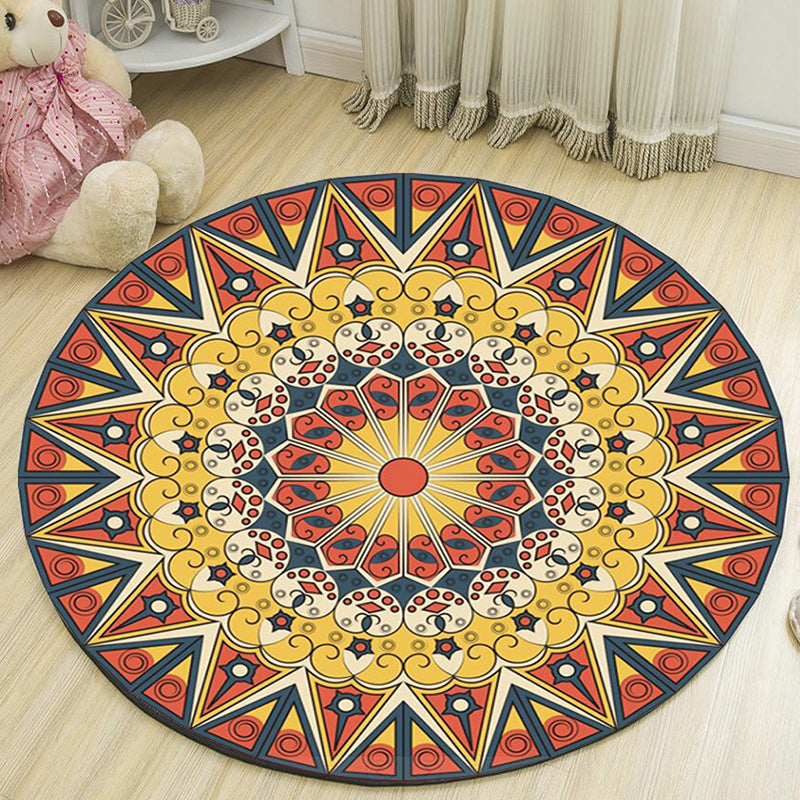 BowLift | Art Deco Moroccan Carpet Multicolored Mandala Carpet Pet-Friendly Machine Washable Non-Slip Rug for Bedroom