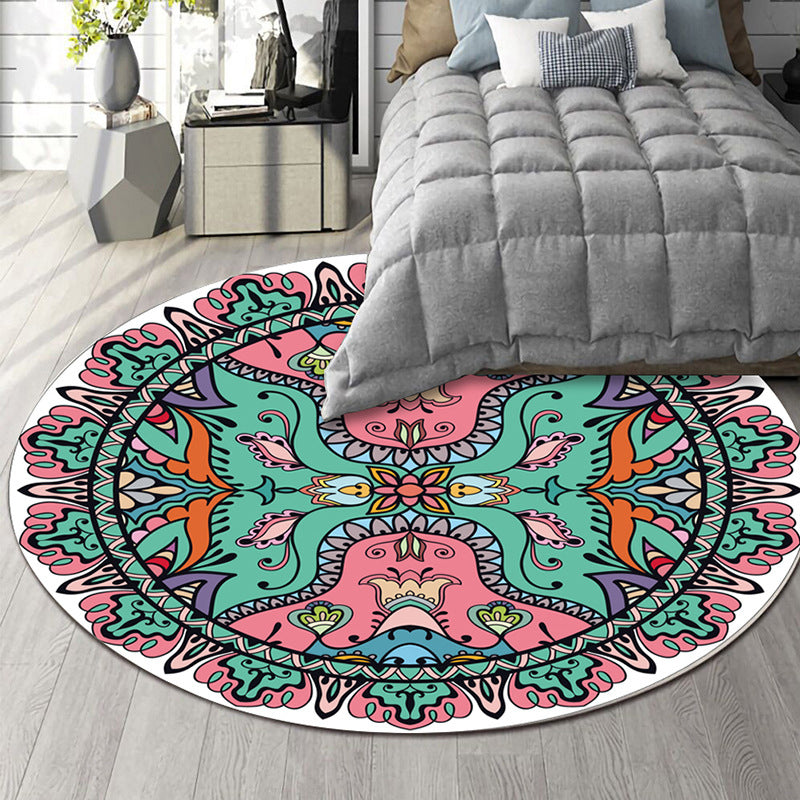 BowLift | Art Deco Moroccan Carpet Multicolored Mandala Carpet Pet-Friendly Machine Washable Non-Slip Rug for Bedroom