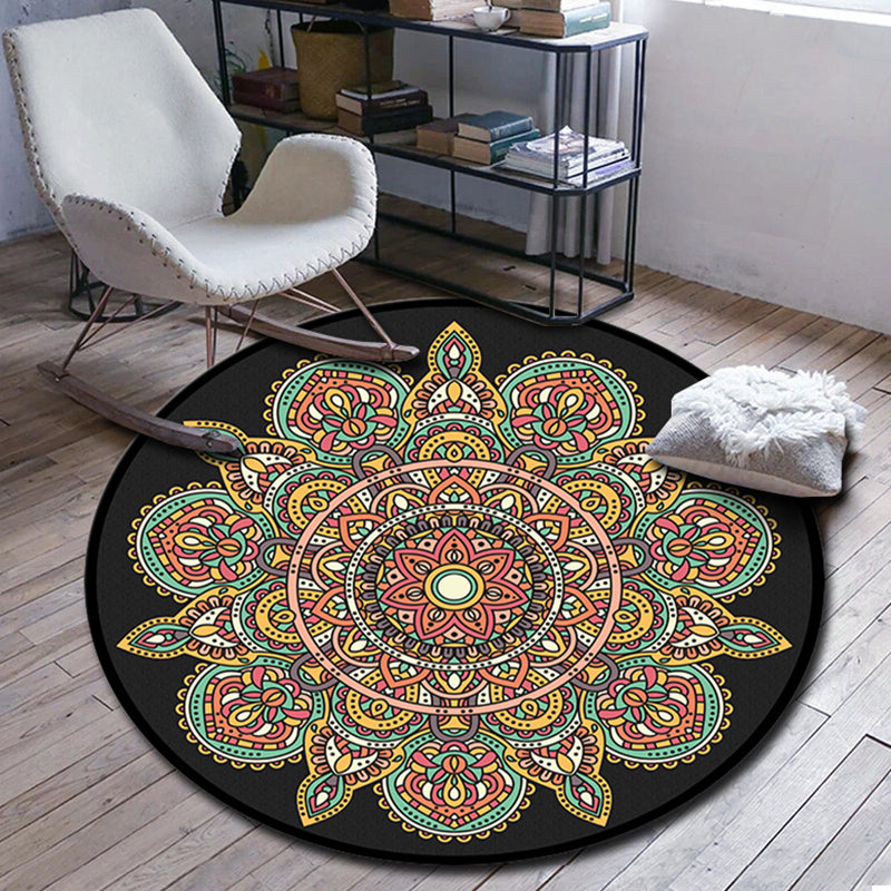 BowLift | Folks Multicolor Mandala Rug Synthetic Moroccan Rug Machine Washable Non-Slip Pet Friendly Living Room Rug