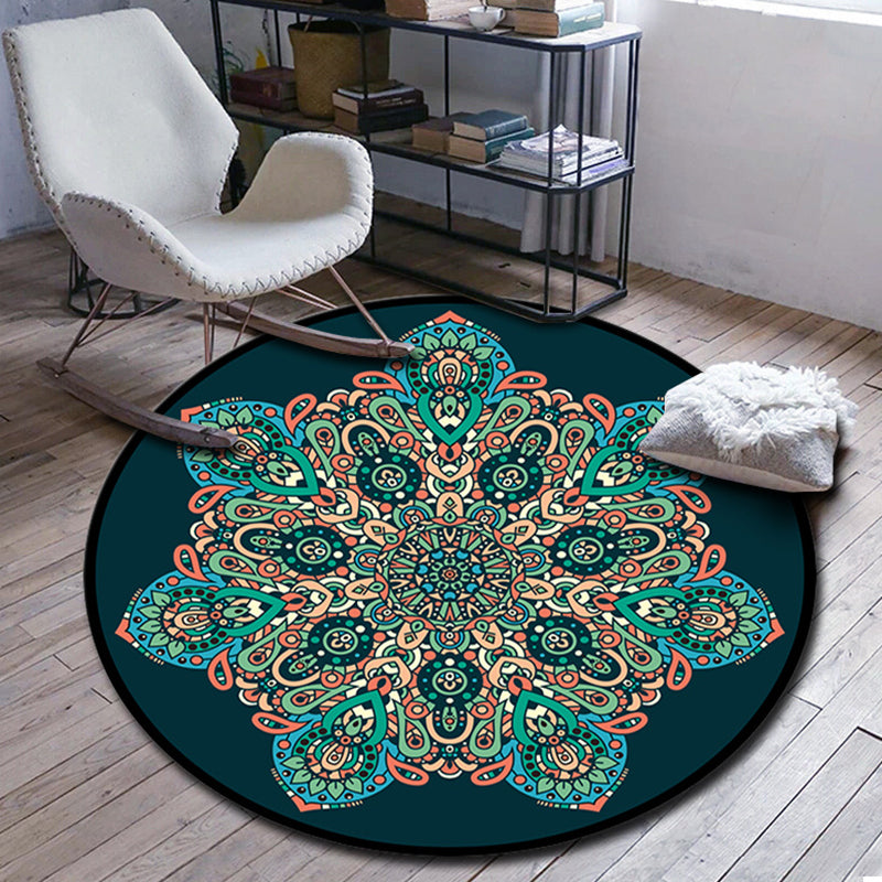 BowLift | Folks Multicolor Mandala Rug Synthetic Moroccan Rug Machine Washable Non-Slip Pet Friendly Living Room Rug
