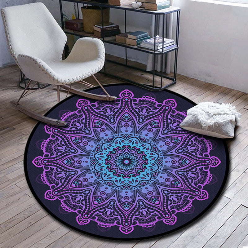 BowLift | Folks Multicolor Mandala Rug Synthetic Moroccan Rug Machine Washable Non-Slip Pet Friendly Living Room Rug