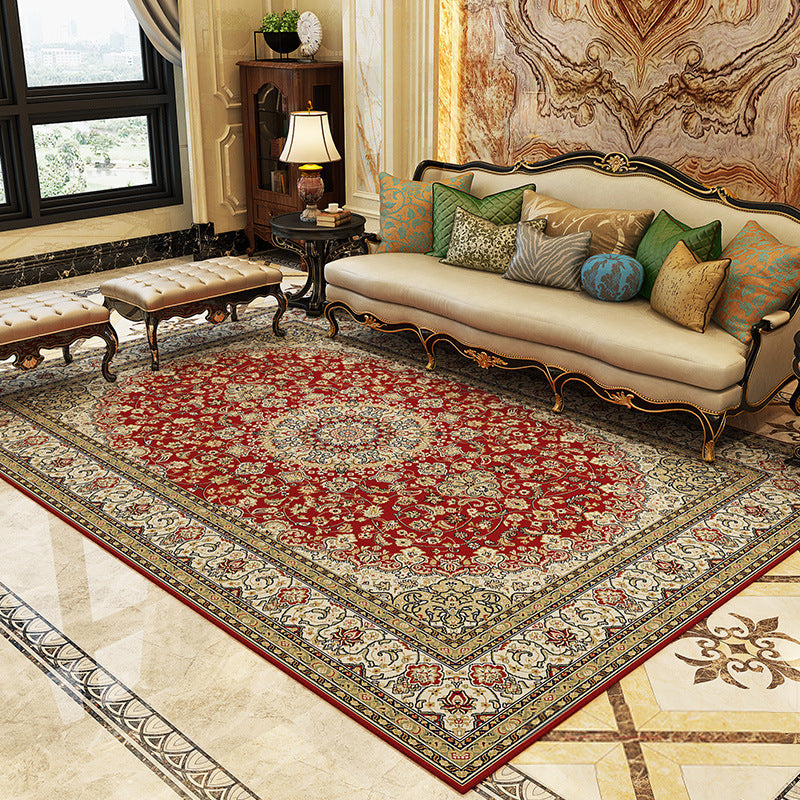 BowLift | Beautiful floral patterned rug Multicolored Moroccan rug Polyester Washable Non-slip backing Stain-resistant rug for guest room