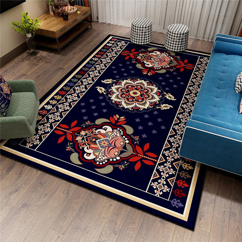 BowLift | Classic Persian Carpet Multicolored Flower Rug Machine Washable Stain Resistant Non-slip Living Room Rug for Home