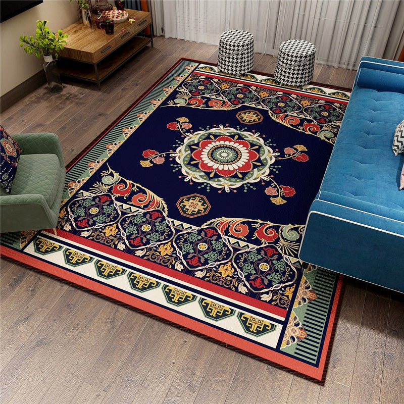 BowLift | Classic Persian Carpet Multicolored Flower Rug Machine Washable Stain Resistant Non-slip Living Room Rug for Home