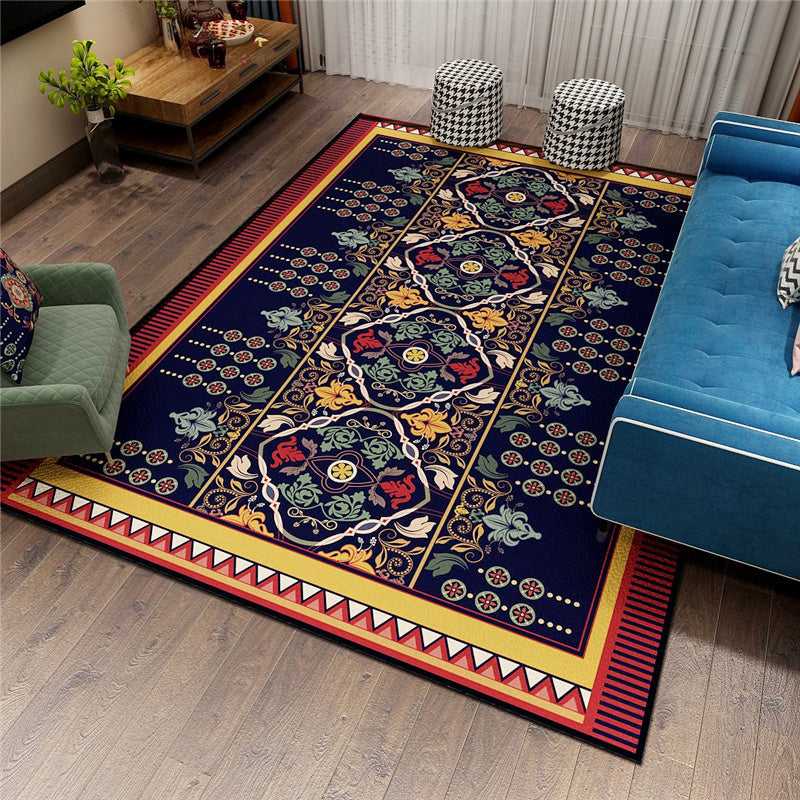 BowLift | Classic Persian Carpet Multicolored Flower Rug Machine Washable Stain Resistant Non-slip Living Room Rug for Home
