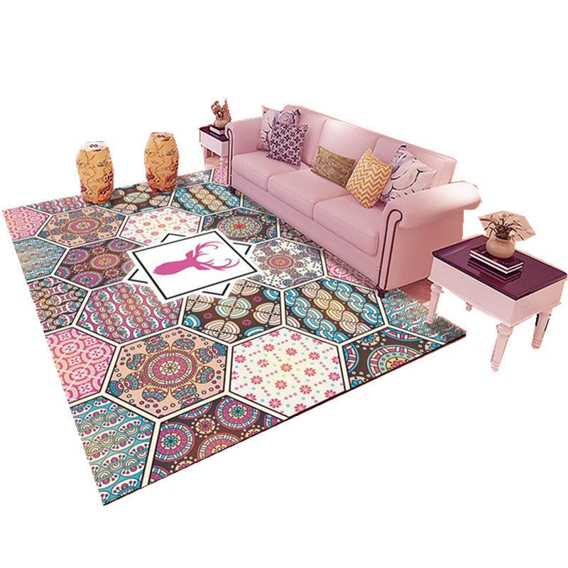 BowLift | Classic Multicolored Mandala Rug Synthetic Moroccan Rug Stain Resistant Slip Resistant Pet Friendly Rug for the Large Room