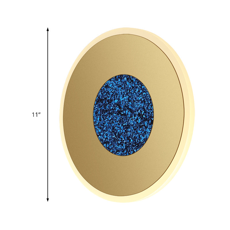 BowLift | Blue and Brass Disk LED Wall Light Modernist 8"/11" Dia Wall Mount Lamp with Acrylic Shade