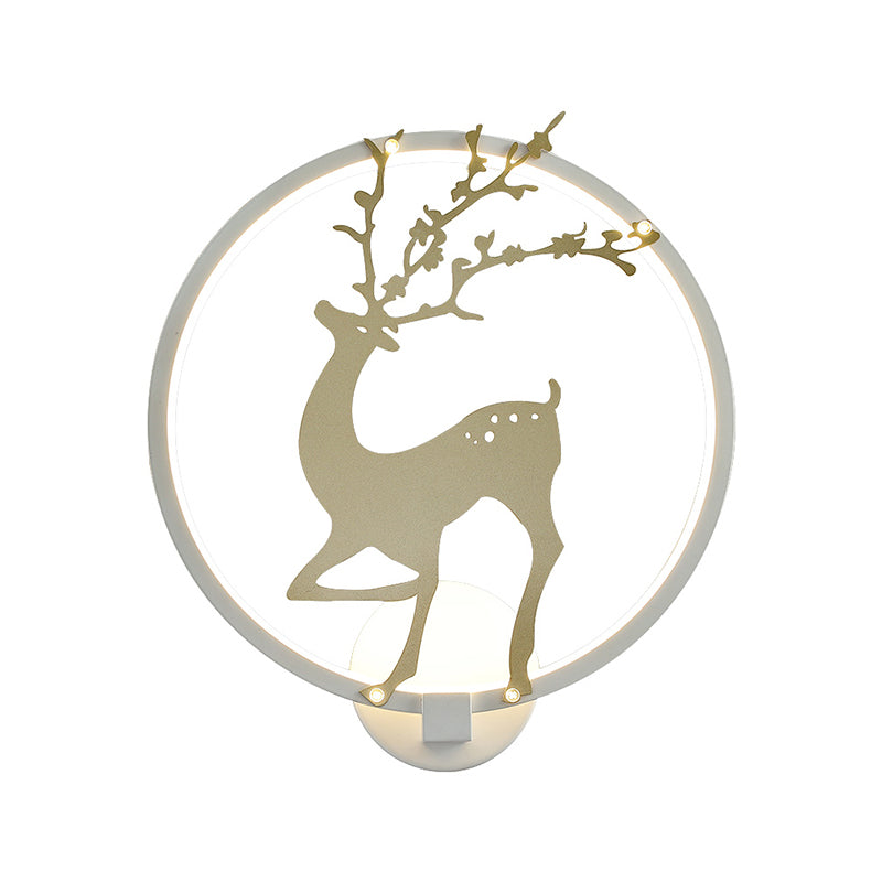 BowLift | Contemporary Black/White Acrylic Ring Wall Light LED Wall Mount Lighting Ideas with Sika Deer Pattern