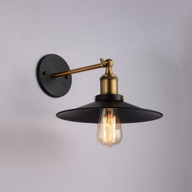 BowLift | Cone-shaped metal wall lighting antique 1-light hallway wall-mounted light in black