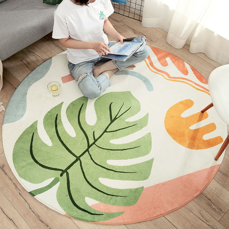 BowLift | Cute Kids Room Carpet Multi color Plant Printed Area Rug Polyester Non-Slip Rug Machine Washable Carpet