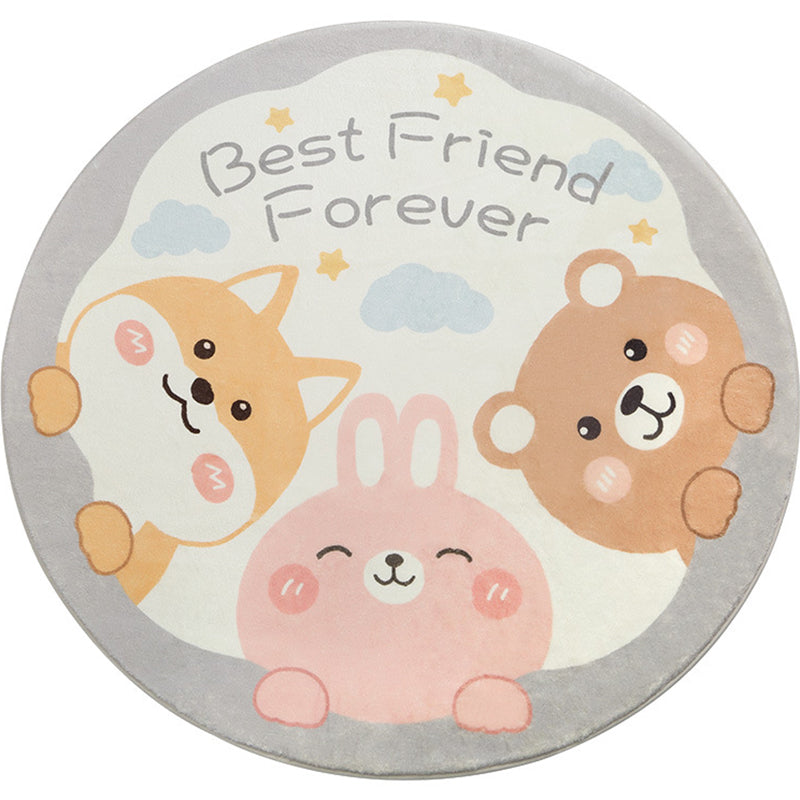 BowLift | Cute Animal Pattern Rug Multi-Color Synthetic Rug Anti-Slip Back Washable Rug for Kids Room
