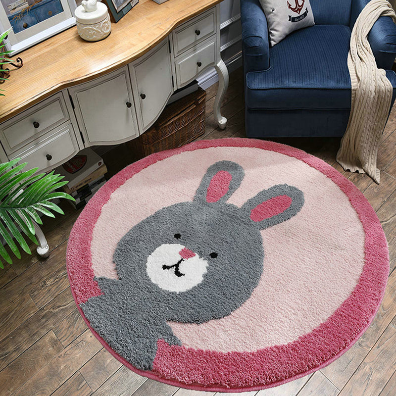 BowLift | Casual Multi-Color Sweet Rug Cotton Blend Cartoon Rabbit Print Rug Pet Friendly Easy Care Rug for Children's Room