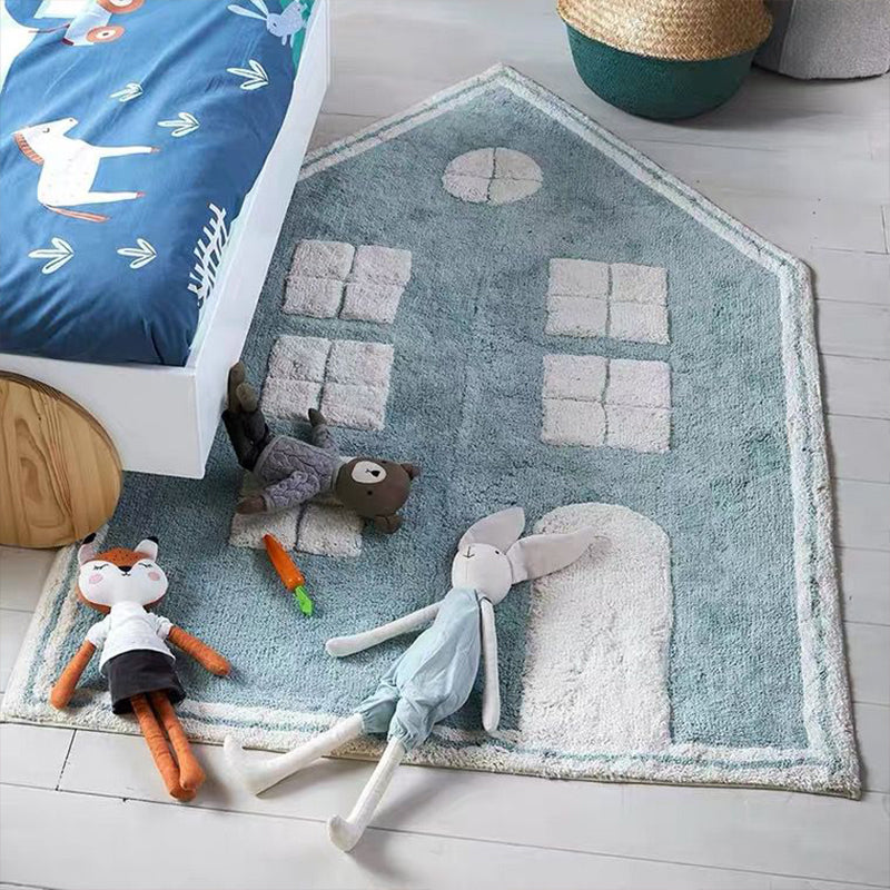 BowLift | Subtle Geo Printed Rug Multi-Color Cotton Blend Area Rug Non-Slip Washable Area Rug for Room Decor