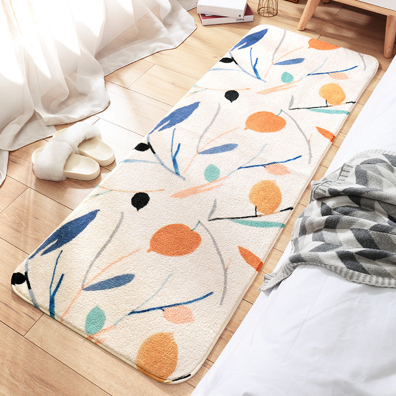 BowLift | Casual Living Room Rug Multicolored Cartoon Plant Pattern Rug Synthetic Pet-Friendly Non-Slip Rug