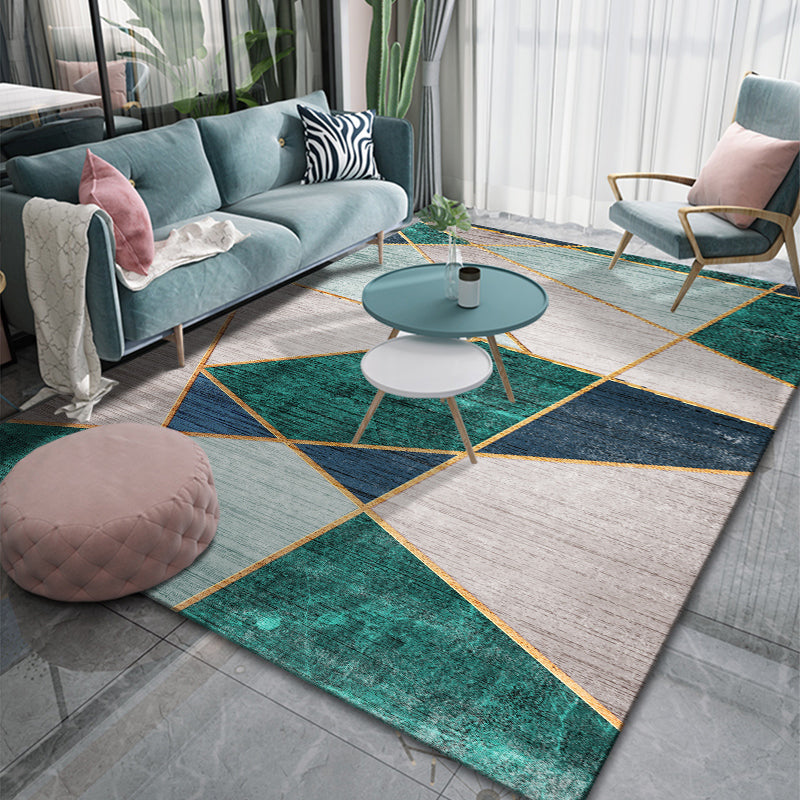 BowLift | Creative Room Decoration Area Rug Multicolor Geometric Pattern Area Rug Cotton Blend Non-Slip Pet Friendly Area Rug
