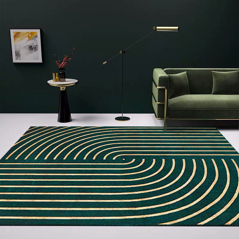 BowLift | Blackgreen Living Room Carpet Trendy Geometric Pattern Area Carpet Cotton Blend Pet Friendly Carpet
