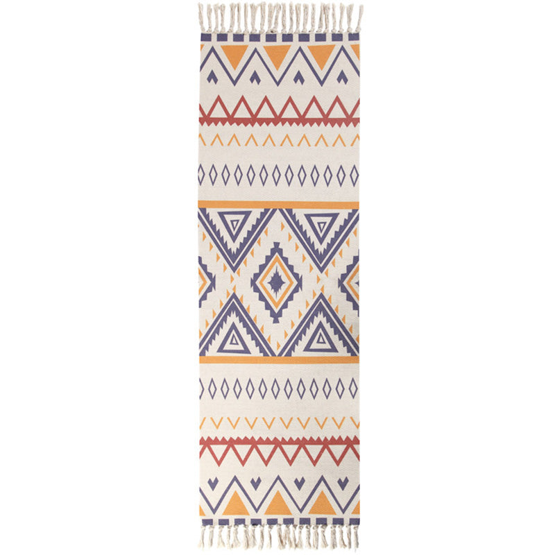 BowLift | Americana Bedroom Rug Multicolored geometric print area rug machine washable easy care with fringes