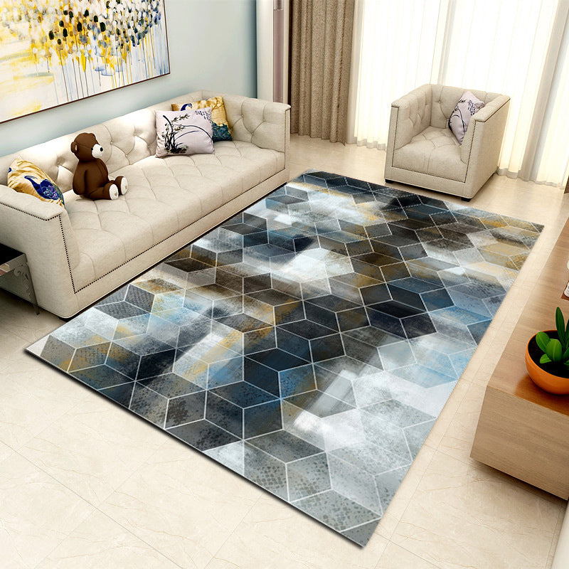 BowLift | Contemporary Area Rug Multi-colored Geo Printed Carpet Synthetic Non-slip Machine Washable Rug