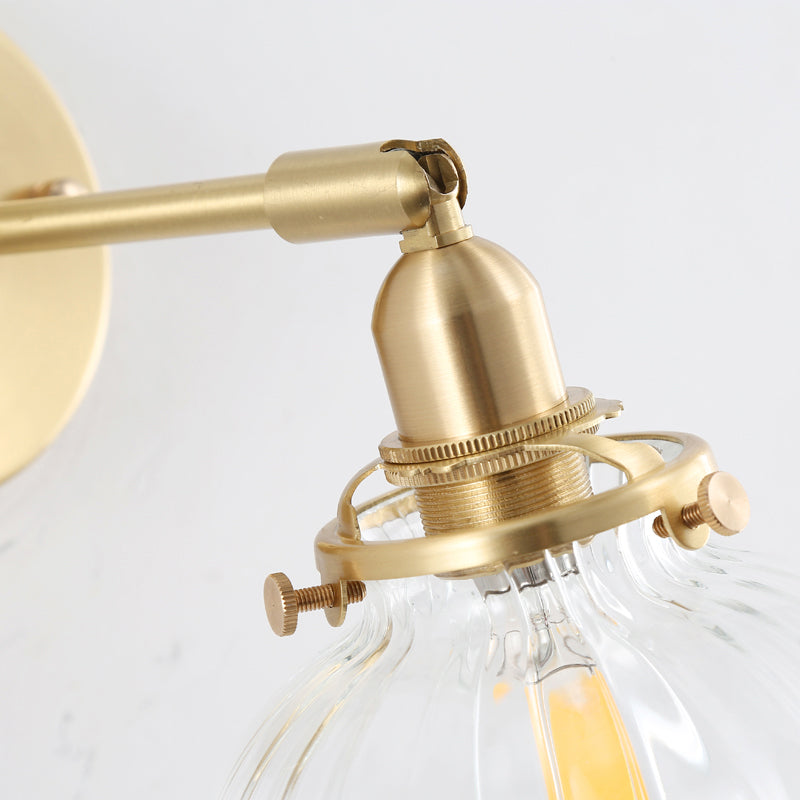 BowLift | Pumpkin Shadow Glass Wall Mount Light Antique Style 1-Light Nightstand Wall Lighting Fixture