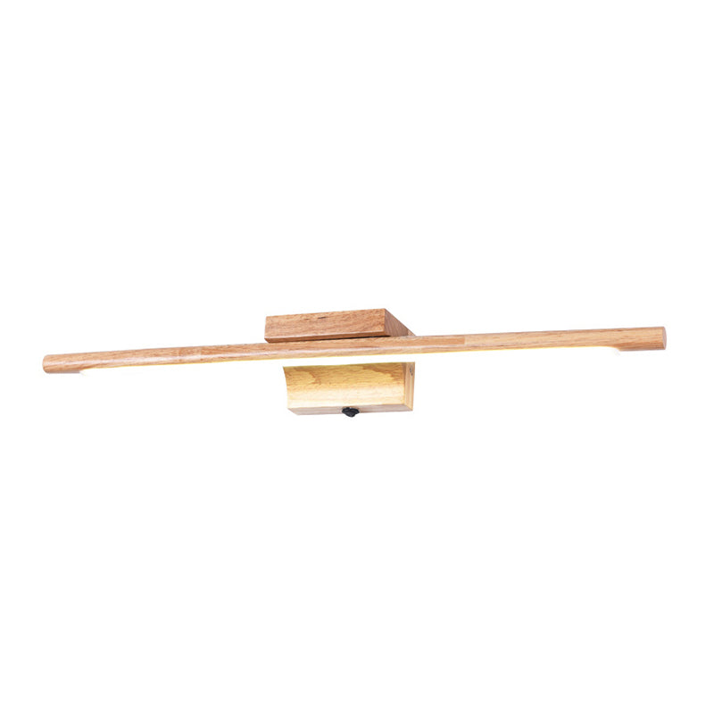 BowLift | Rod-shaped Bathroom LED Wall Lamp Wood Nordic Wall Lighting Fixture in Beige