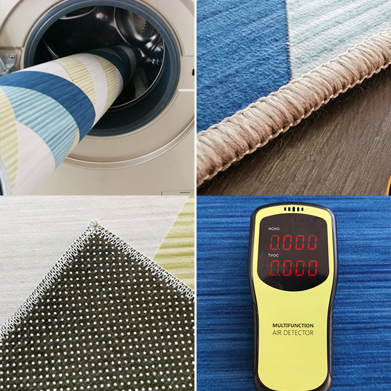 BowLift | Calming Color Block Carpet Multicolored Cotton Blend Indoor Carpet Non-Slip Back Machine Washable Carpet for Space