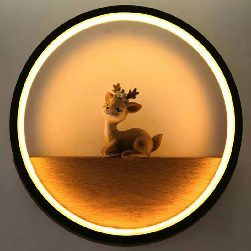 BowLift | Circle Living Room Wall Sconces Lamp Metal Modern Style LED Wall Lighting with Decorative Deer