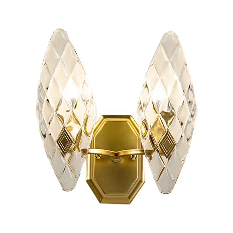 BowLift | Clear Crystal Diamond Wall Light Modern Style 1/2-Head Brass Wall Lamp for Living Room