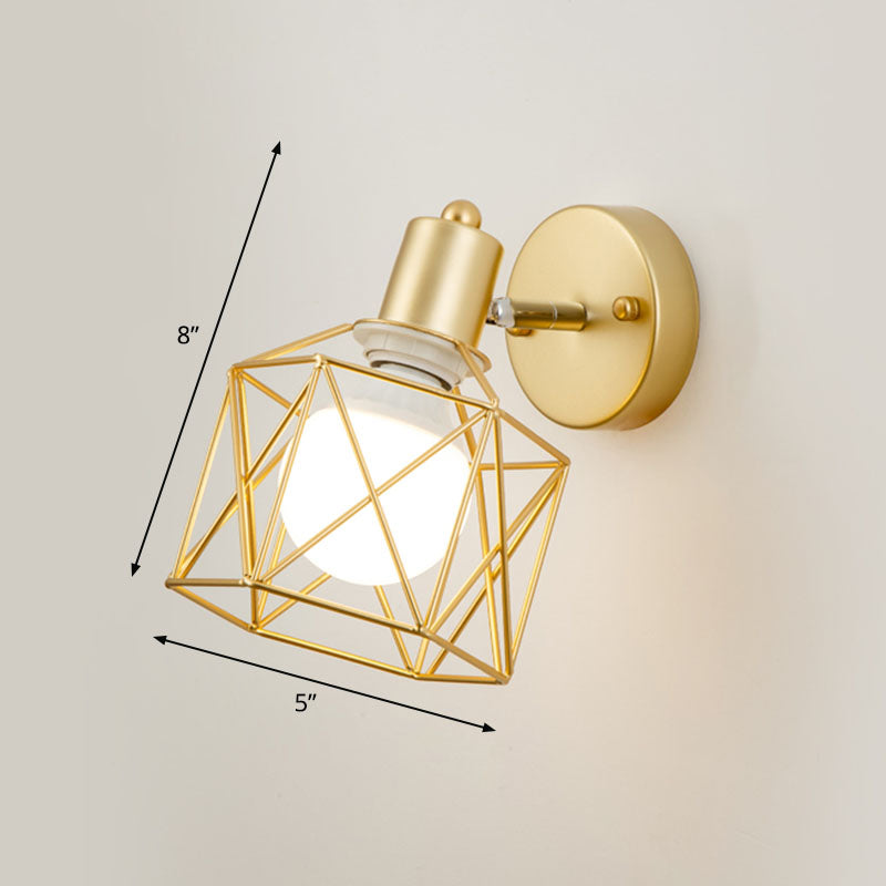 BowLift | Antique hexagonal wall lamp single iron swivel wall light fixture in gold