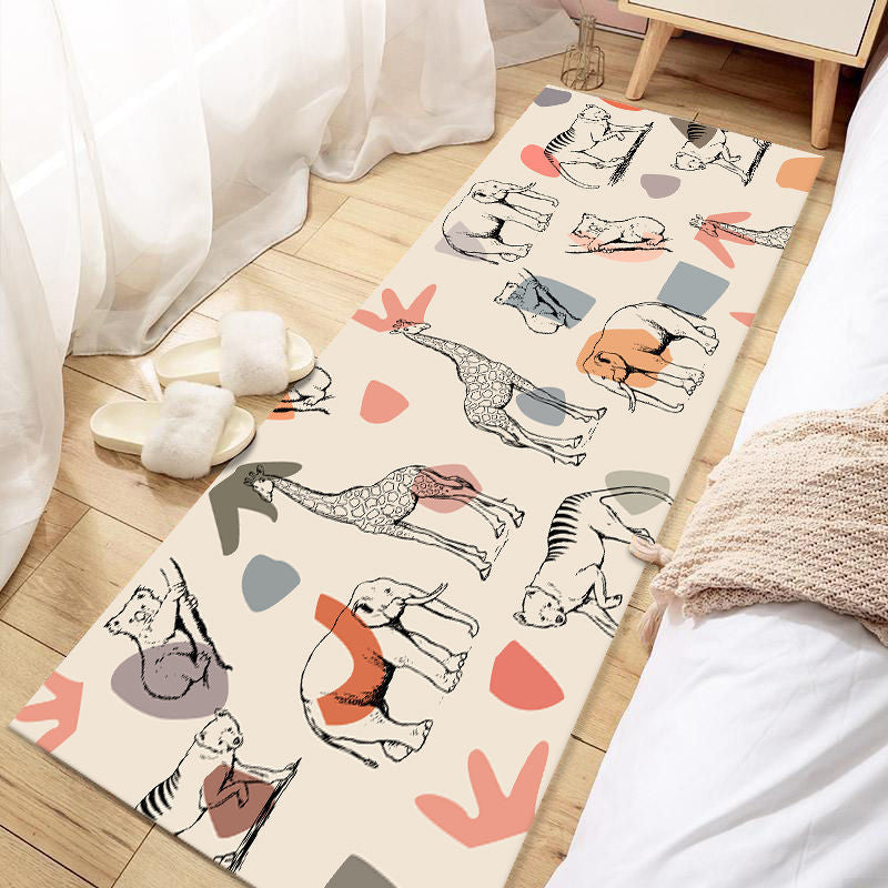 BowLift | Casual Love Rug Multicolor Animal Print Indoor Rug Synthetic Non-Slip Backing Washable Rug for Bedroom