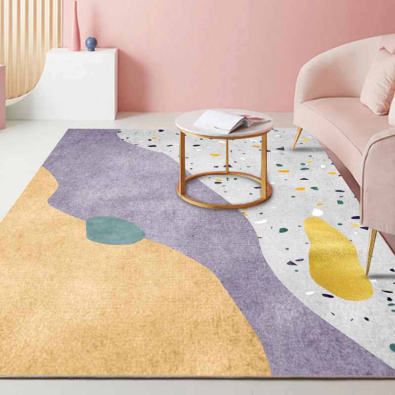 BowLift | Beautiful Bedroom Rug Multicolored Color Block Rug Polyester Non-slip Back Machine Washable Rug