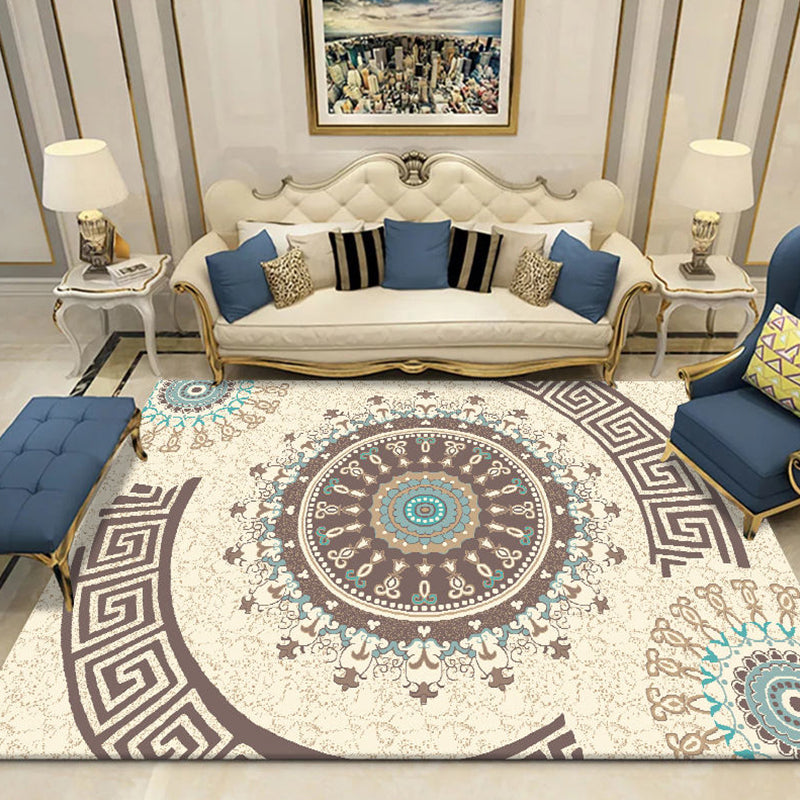 BowLift | Indian Living Room Rug Multicolored Geometric Pattern Indoor Rug Polyester Pet Friendly Washable Rug