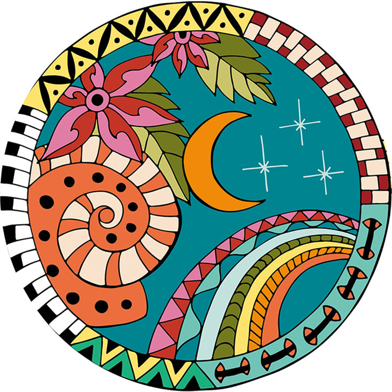 BowLift | Calming Cartoon Rug Multicolor Cute Area Rug Polypropylene Non-Slip Machine Washable Rug for Kids