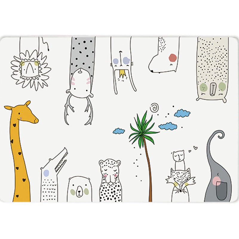 BowLift | Unique Children's Room Carpet Multicolored Plant Print Carpet Polyester Non-slip Pet-friendly Stain-resistant Carpet