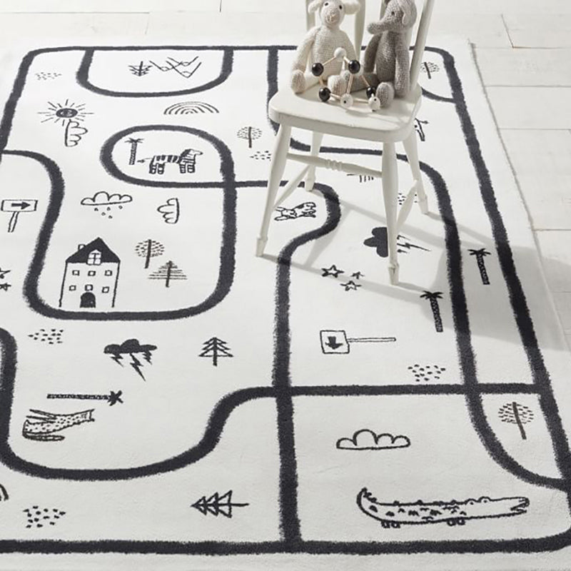 BowLift | Unique Children's Room Carpet Multicolored Plant Print Carpet Polyester Non-slip Pet-friendly Stain-resistant Carpet